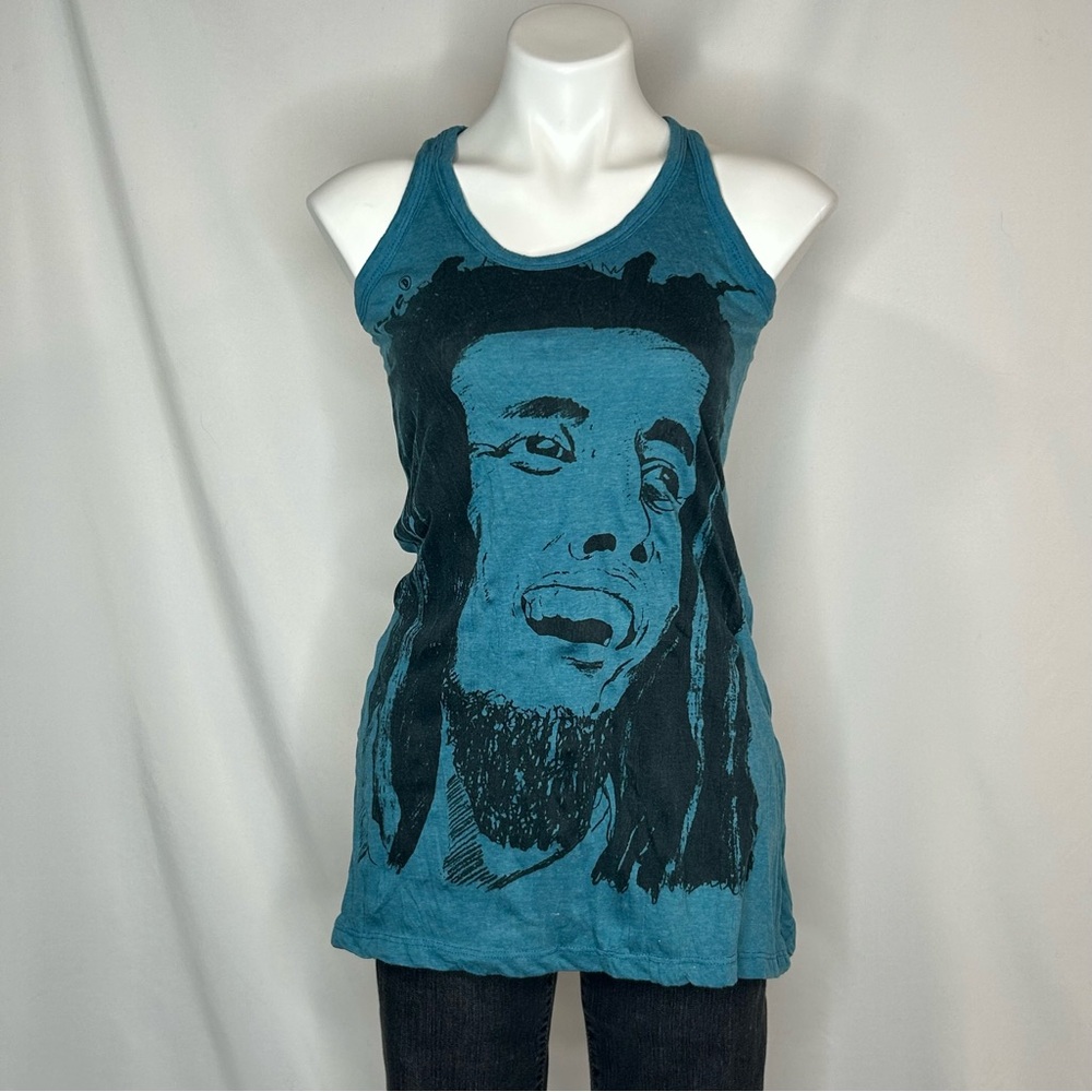 ZKB Original Bob Marley Teal & Black Shadow Graphic Tank, XS
